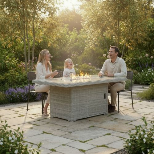 Hamilton Rectangular Rattan Gas Firepit Table
