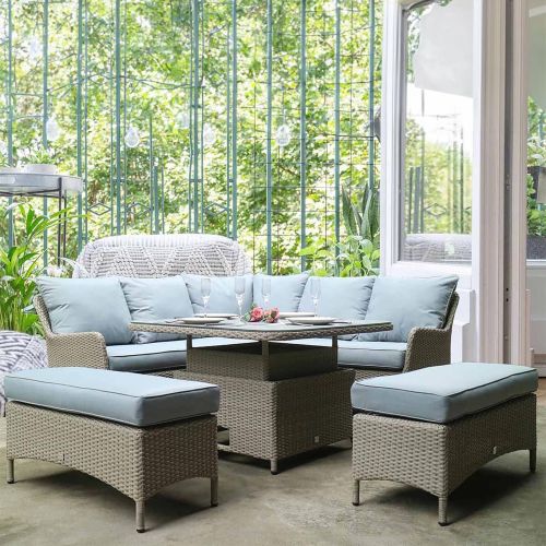 Adelaide Rattan Corner Dining Set with Square Rising Table