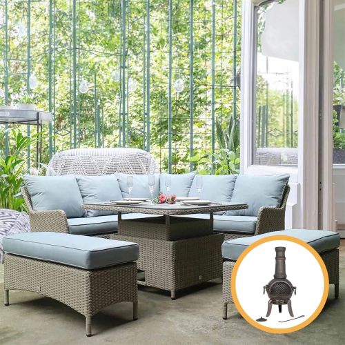 Adelaide Rattan Corner Outdoor Dining Set with Square Rising Table
