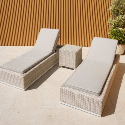 New Hamilton Rattan Sunlounger Set With Side Table