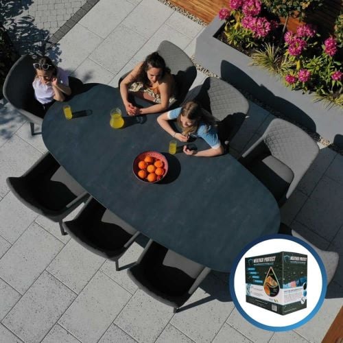 Galaxy 8 Seat Oval Outdoor Fabric Garden Set - Light Grey