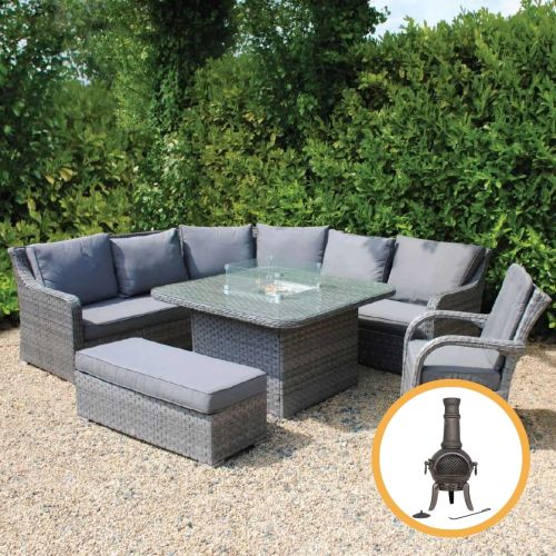 Halifax Rattan Corner Firepit Sofa Set With Chicago Chair