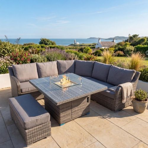 Vancouver Corner Firepit set with Bench