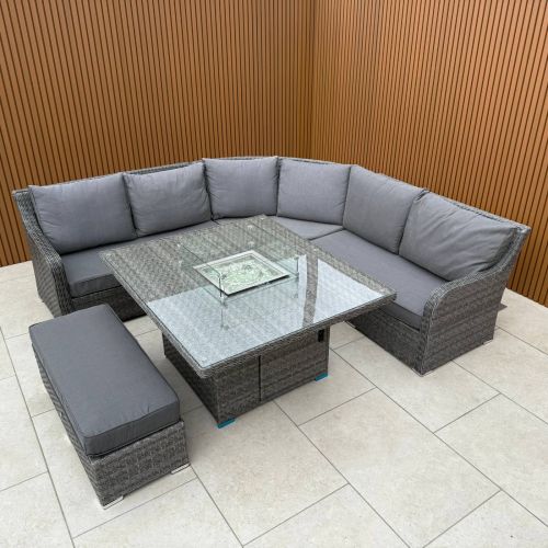 Vancouver Corner Firepit set with Bench