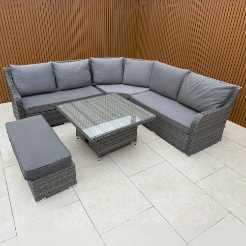 Vancouver Corner Sofa Set with Rising Table and Bench