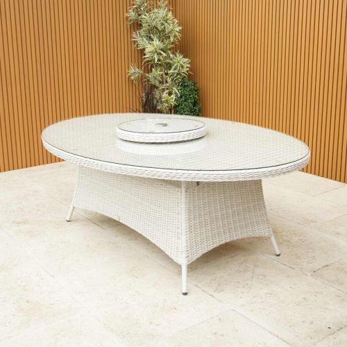 Roma 8 Seat Oval Table with Parasol Hole and Lazy Susan