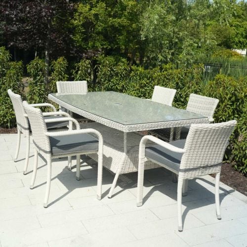 Roma 6 Seat Oblique Set with Stacking Chairs