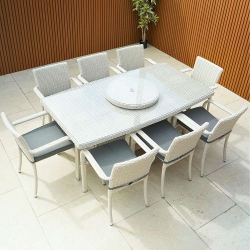 Roma Small 8 Seat Oblique Set with Stacking Chairs and Lazy Susan