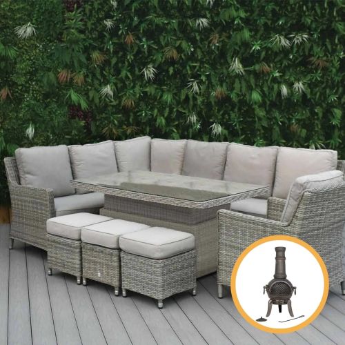 Hamilton Rattan Corner Dining Set with Rising Table and Armchair
