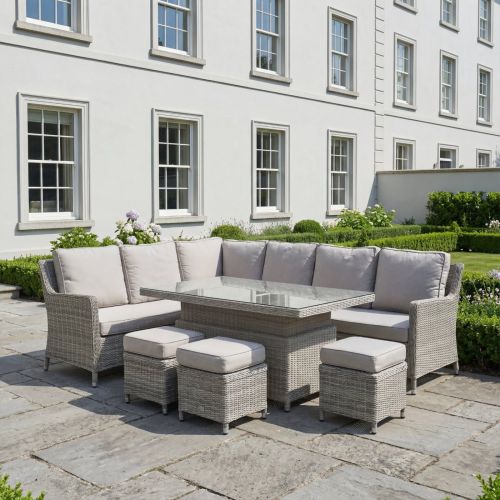 Hamilton Left Hand Sofa Corner Set with Rectangular Rising Table & Footstools