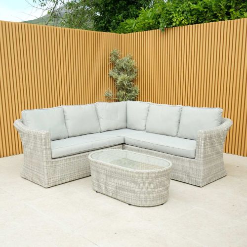 Hamilton Small Corner Rattan Sofa Set with Coffee Table - Grey