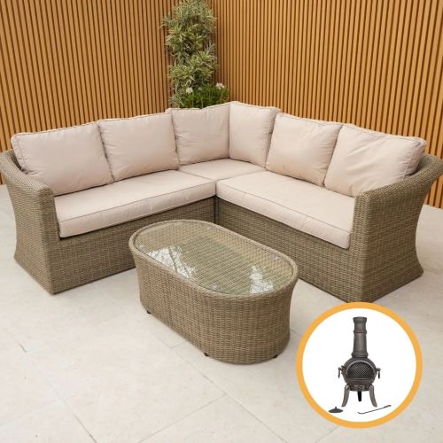 Hamilton Small Rattan Corner Sofa Outdoor Furniture Set - Brown