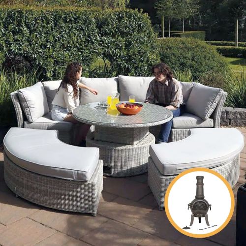 Hamilton Lifestyle Rattan Lounge/Dining Set with Rising Table - Grey