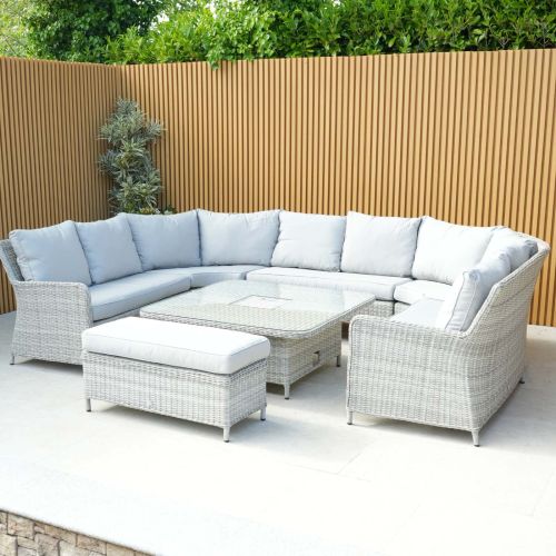 Hamilton U Shaped Sofa Set with Bench, Rising Table & Ice Bucket