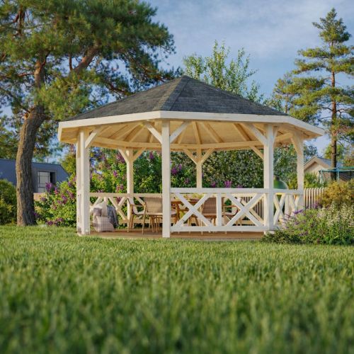 Betty 18m Heritage Wooden Gazebo with Floor and Roof Shingles