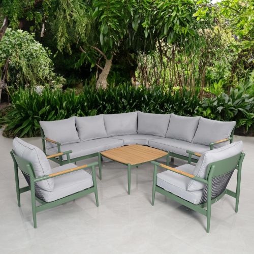 Emerald Corner Sofa Set with Two Single Armchairs