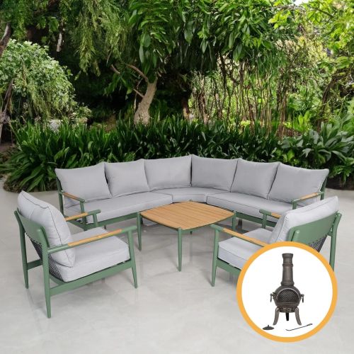 Emerald Corner Sofa Set with Two Single Armchairs