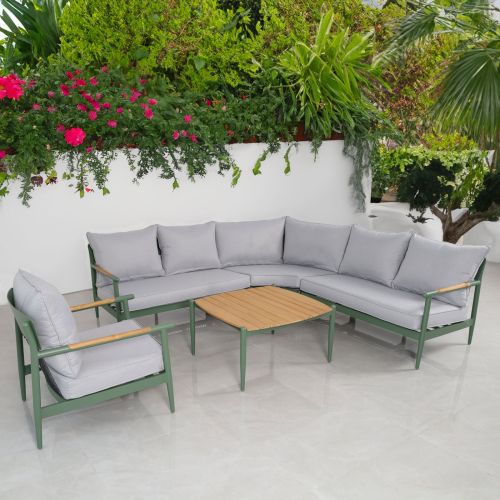 Emerald Corner Sofa Set with Single Armchair