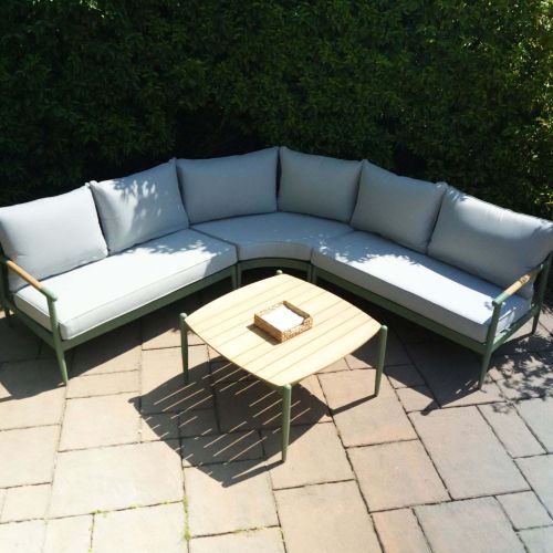 Emerald Aluminium & Teak Corner Sofa Set