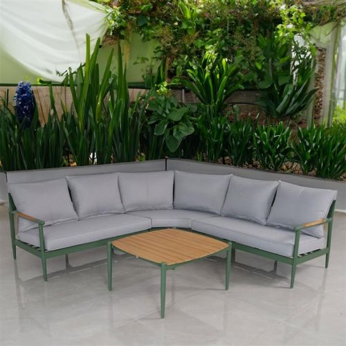 Emerald Aluminium & Teak Corner Sofa Set