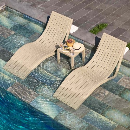 Two Slim Sunloungers - Taupe