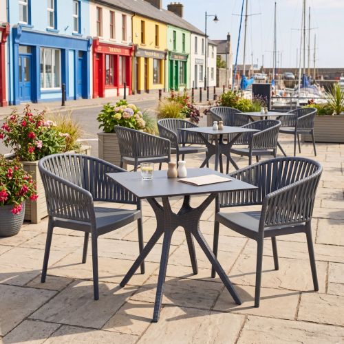 2 Portofino Armchair and Ibiza 80 Set in Dark Grey