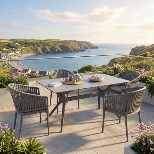 4 Portofino Armchair and Ibiza 140 Set in Dark Grey