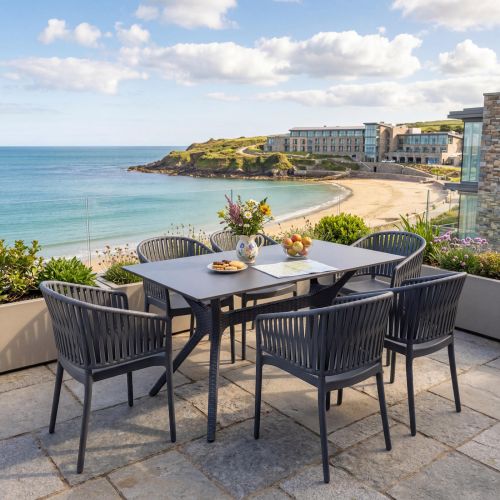 6 Portofino Armchair and Ibiza 140 Set in Dark Grey
