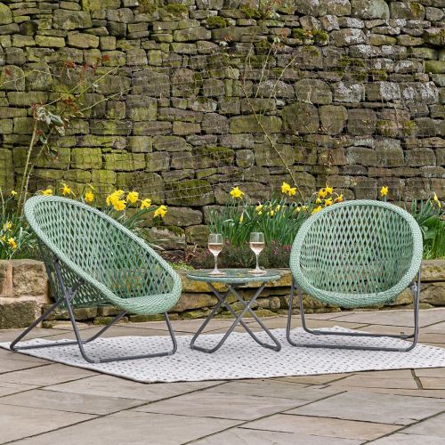 Tobs Rattan Folding Lounge Bistro Set - Green