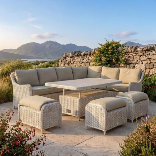 Connemara Rattan Corner Set with Rectangular Rising Table