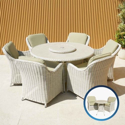 Connemara Rattan 6 Seater Round Dining Set with Lazy Susan