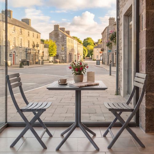 2 Helen Folding Chair and Sky Folding Square Table 60 Set in Dark Grey