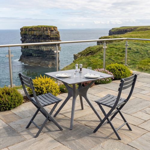 2 Helen Folding Chair and Ibiza 80 Set in Dark Grey
