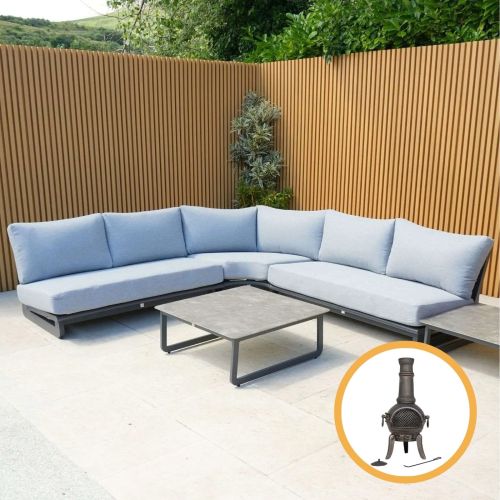 Celestial Outdoor Corner Sofa Set with Side Table in Grey