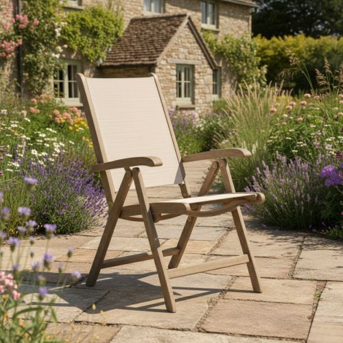 Alexander Rose Sherwood Acacia Wooden Barley Sling Recliner Garden Chair