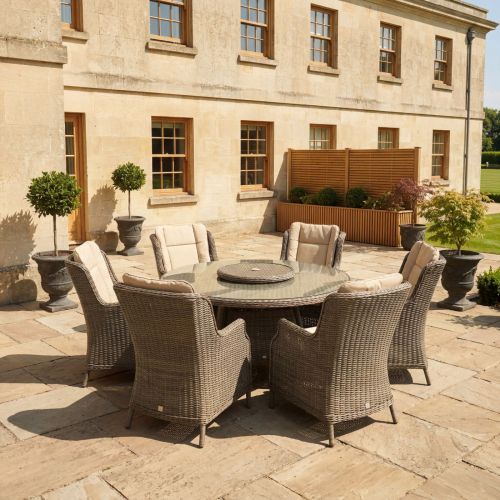 Boston 6 Seat Round Rattan Furniture Set with Lazy Susan