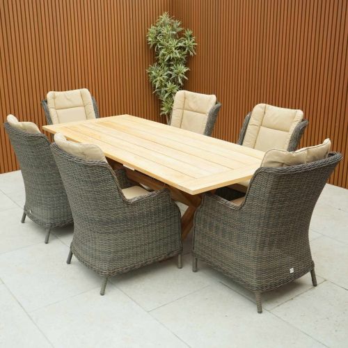 Regis Teak Dining Table with 6 Boston Chairs