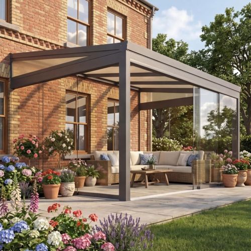 Legend Essence 4m Depth Garden Room with Polycarbonate Roof and Gables - Anthracite
