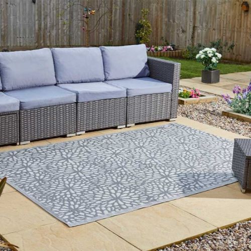 Alfresco Mats - Bloom - Slate - 150cm x 210cm