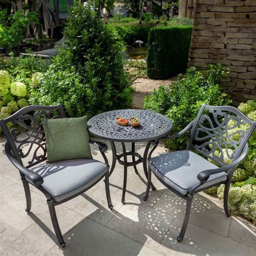 Hartman Capri Cast Alumium Bistro Set in Antique Grey