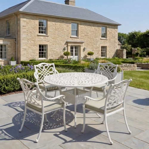 Hartman Capri 4 Seat Round Cast Aluminium Dining Set in Maize