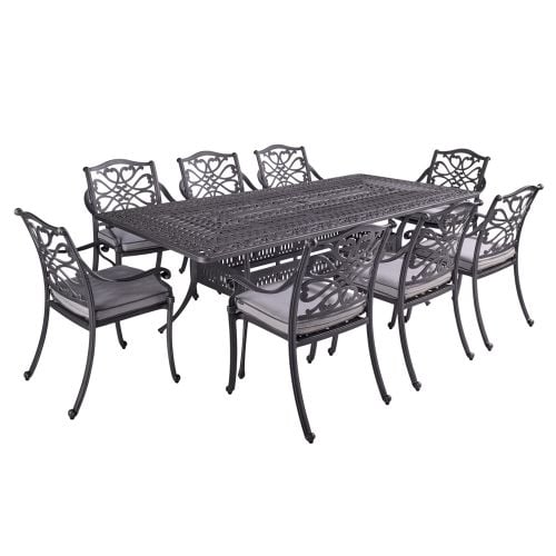 Hartman Capri 8 Seat Rectangular Cast Aluminium Set in Antique Grey