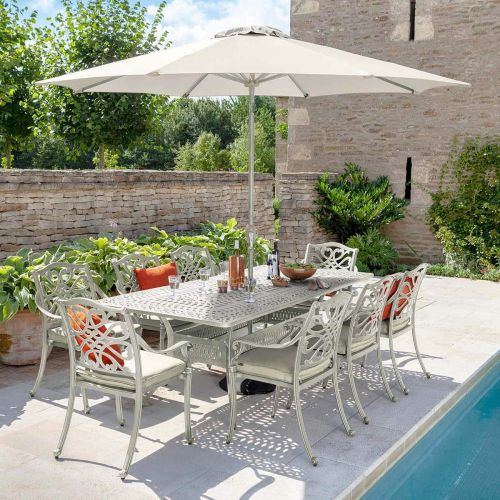 Hartman Capri Cast Aluminium Rectangular 8 Seater Set with Parasol and Base - Maize