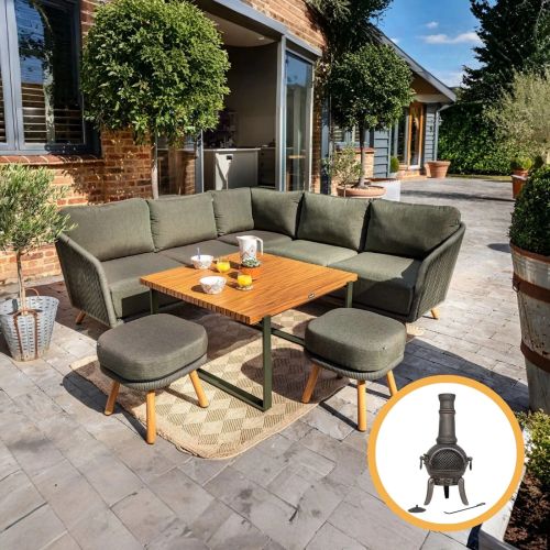 Hartman Eden Square Casual Garden Dining Set - Moss