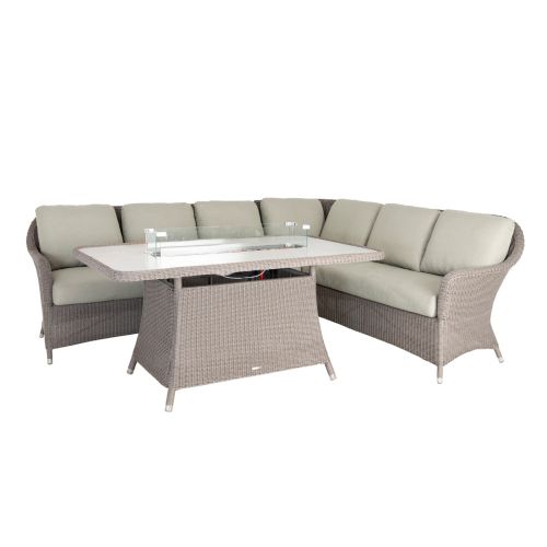 Alexander Rose Hazelmere Natural Weave Rectangular Casual Dining Firepit Set