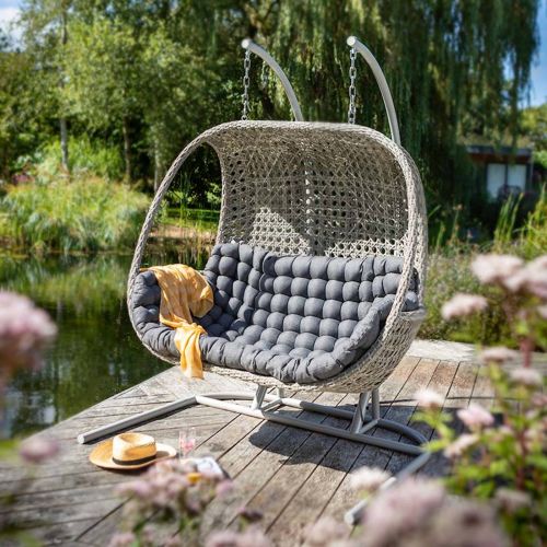 Heritage Double Hanging Egg Chair with Cushion - Ash / Slate