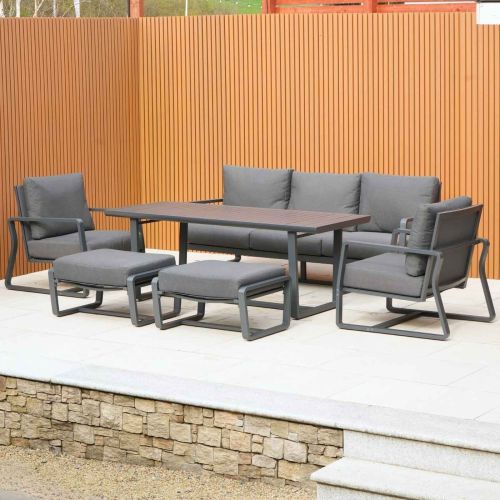 Bonnie Rectangular Lounge Set in Grey with 2 Footstools