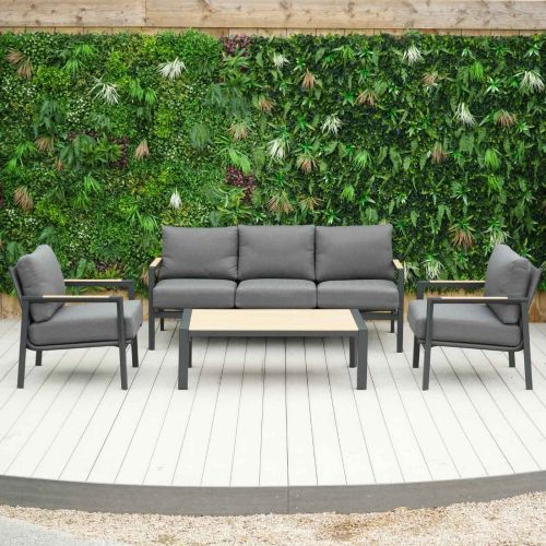 Isola 3 Seat Lounge Set with Wood Effect Coffee Table