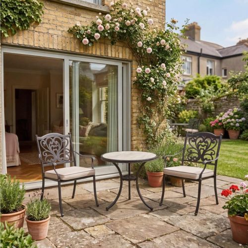 Verona Hampshire Bistro Set in Bronze and Light Stone