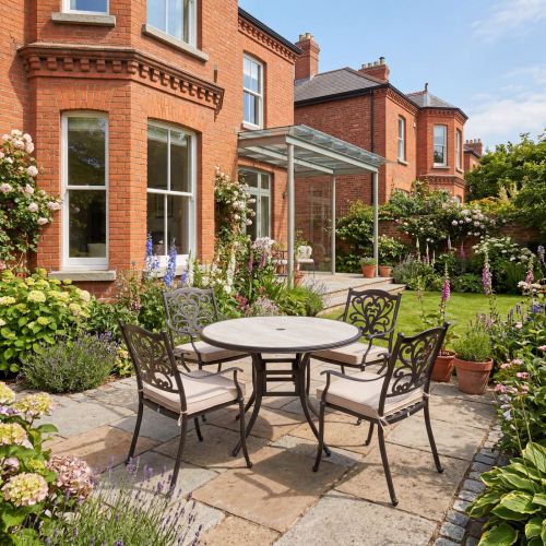 Verona Hampshire 4 Seat Round Set in Bronze and Light Stone